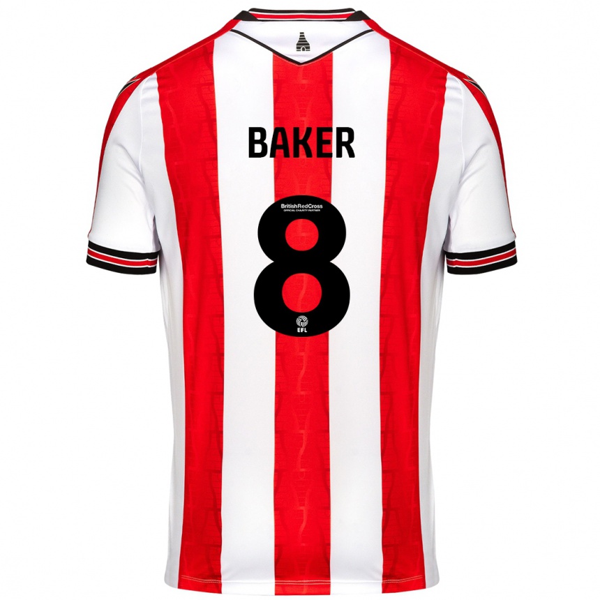 Kids Football Lewis Baker #8 Red White Home Jersey 2024/25 T-Shirt