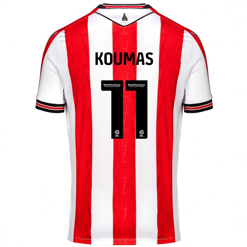 Kids Football Lewis Koumas #11 Red White Home Jersey 2024/25 T-Shirt