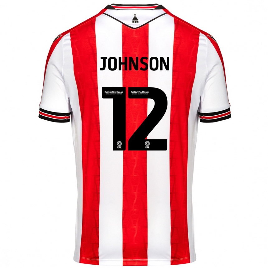 Kids Football Daniel Johnson #12 Red White Home Jersey 2024/25 T-Shirt