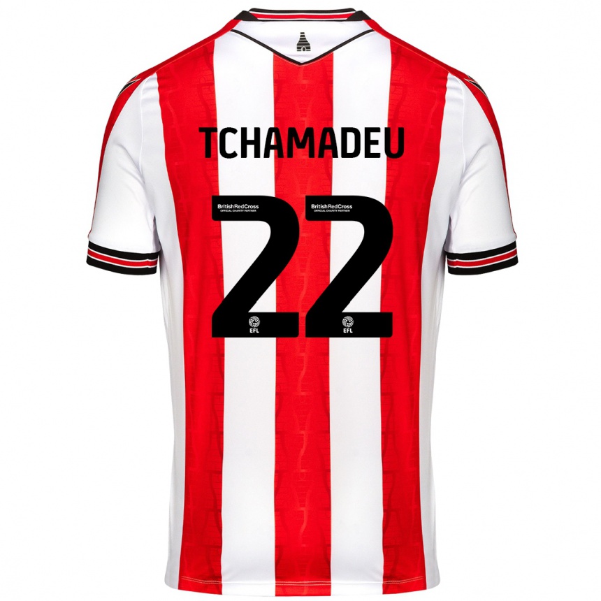 Kids Football Junior Tchamadeu #22 Red White Home Jersey 2024/25 T-Shirt