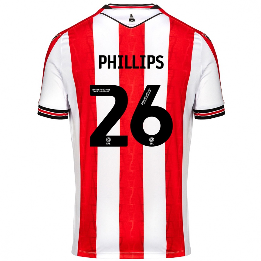 Kids Football Ashley Phillips #26 Red White Home Jersey 2024/25 T-Shirt