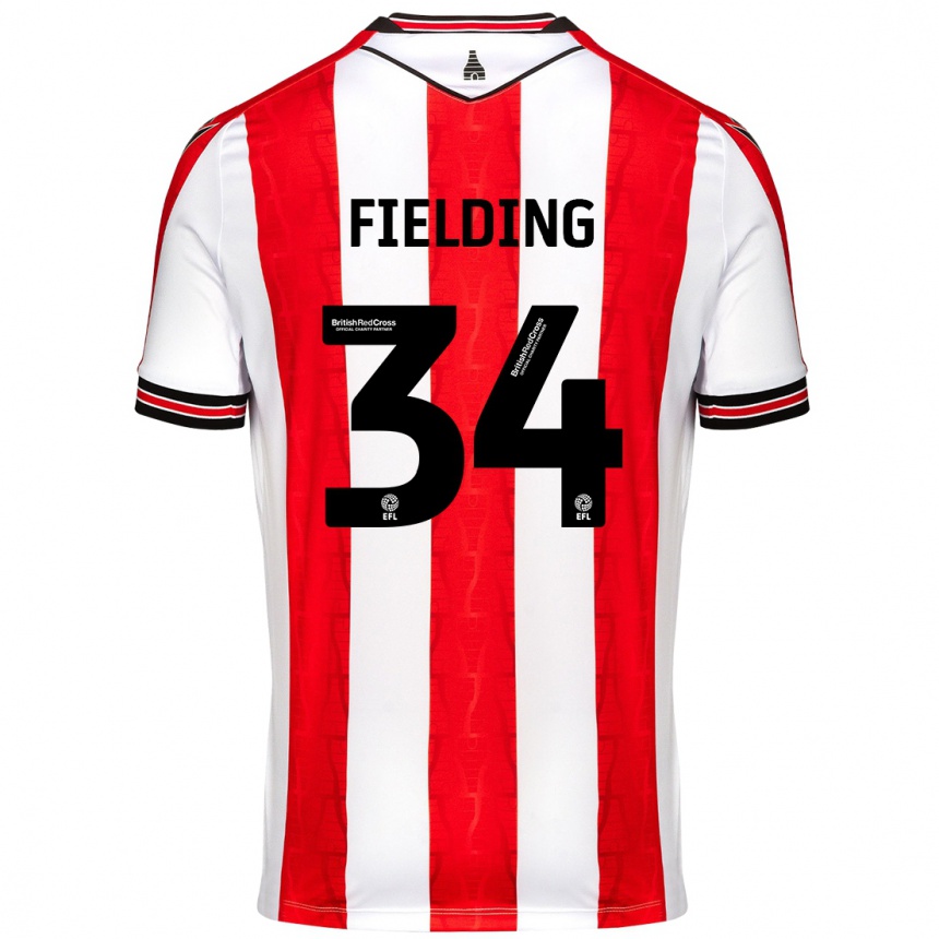 Kids Football Frank Fielding #34 Red White Home Jersey 2024/25 T-Shirt