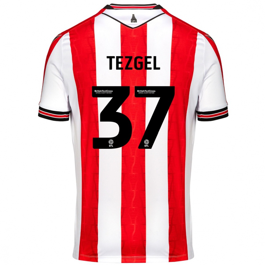 Kids Football Emre Tezgel #37 Red White Home Jersey 2024/25 T-Shirt