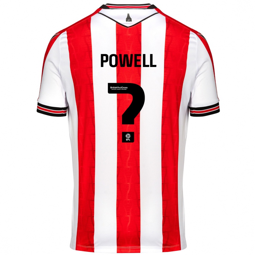 Kids Football Owen Powell #0 Red White Home Jersey 2024/25 T-Shirt