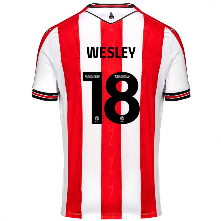 Kids Football Wesley Moraes #18 Red White Home Jersey 2024/25 T-Shirt