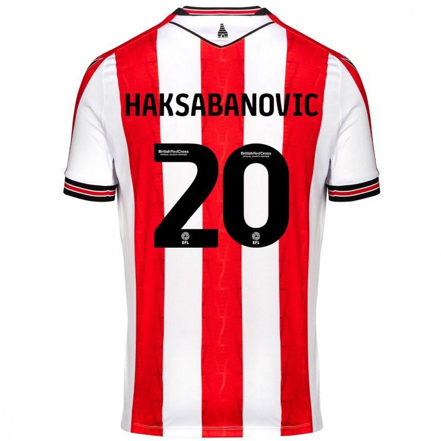 Kids Football Sead Hakšabanović #20 Red White Home Jersey 2024/25 T-Shirt