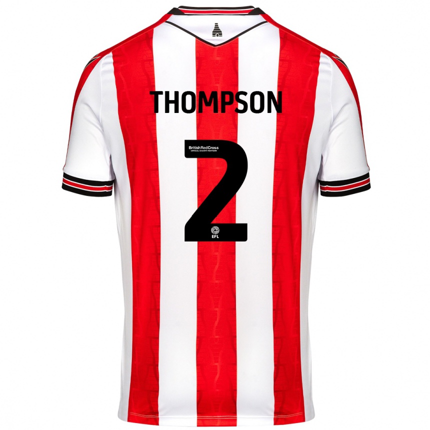 Kids Football Sophie Thompson #2 Red White Home Jersey 2024/25 T-Shirt