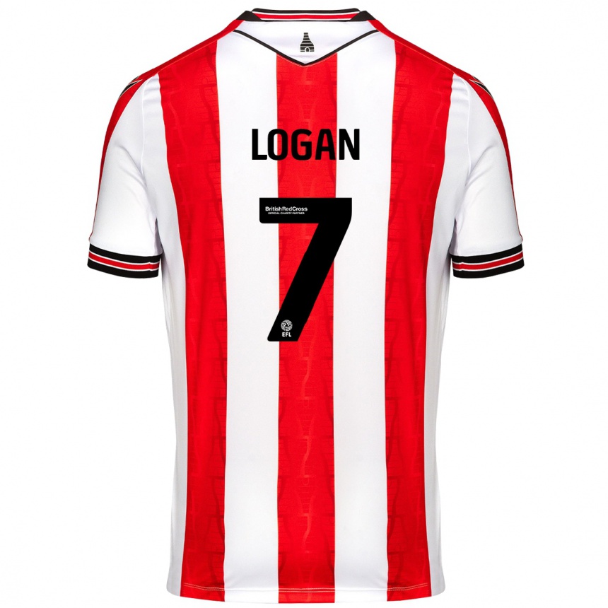 Kids Football Heidi Logan #7 Red White Home Jersey 2024/25 T-Shirt