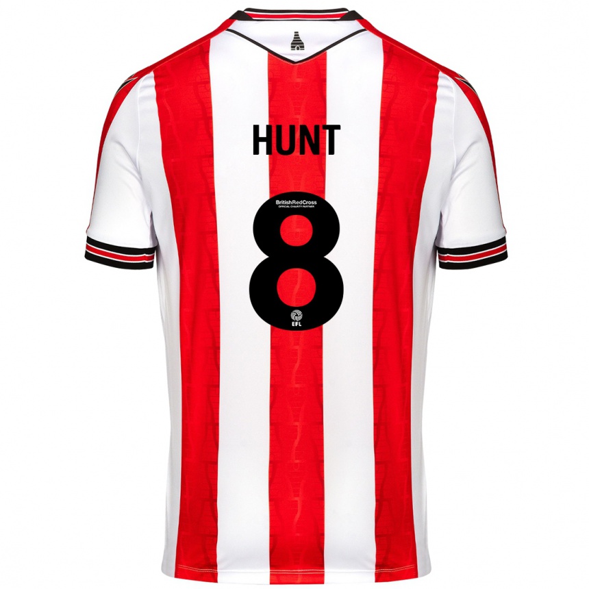 Kids Football Abby Hunt #8 Red White Home Jersey 2024/25 T-Shirt