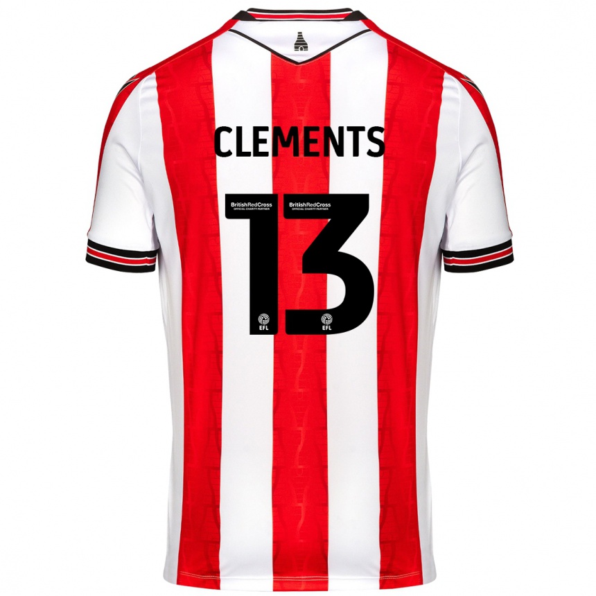 Kids Football Daisy Clements #13 Red White Home Jersey 2024/25 T-Shirt