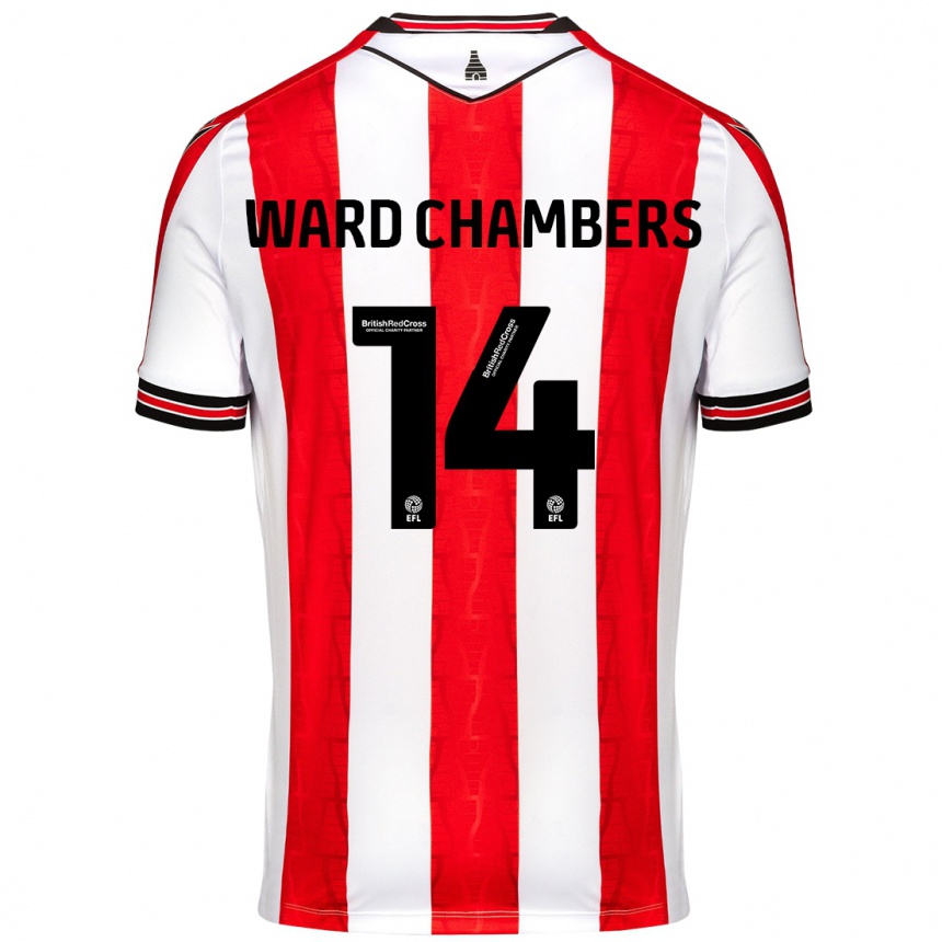 Kids Football Courtnay Ward-Chambers #14 Red White Home Jersey 2024/25 T-Shirt