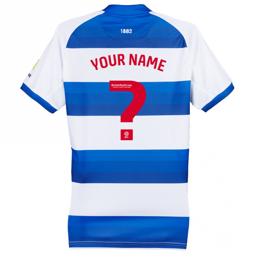 Kids Football Your Name #0 White Blue Home Jersey 2024/25 T-Shirt