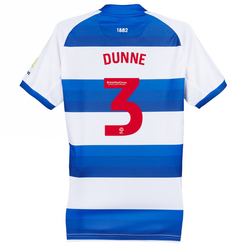 Kids Football Jimmy Dunne #3 White Blue Home Jersey 2024/25 T-Shirt