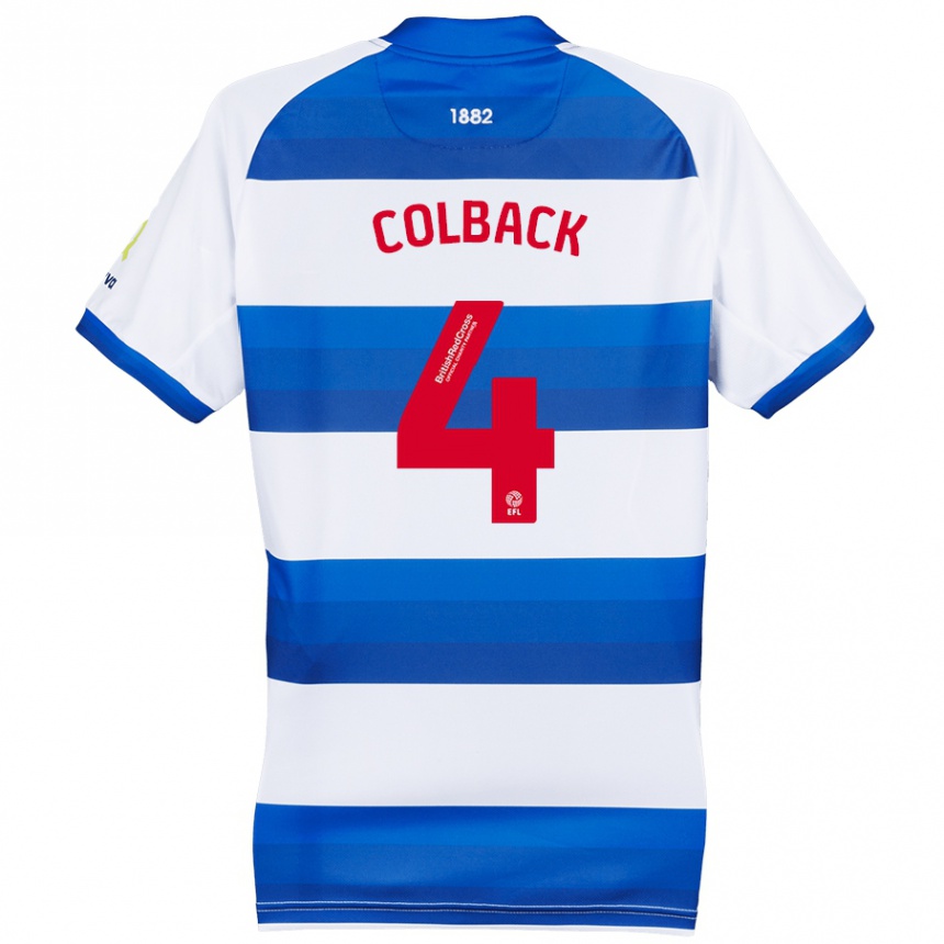 Kids Football Jack Colback #4 White Blue Home Jersey 2024/25 T-Shirt