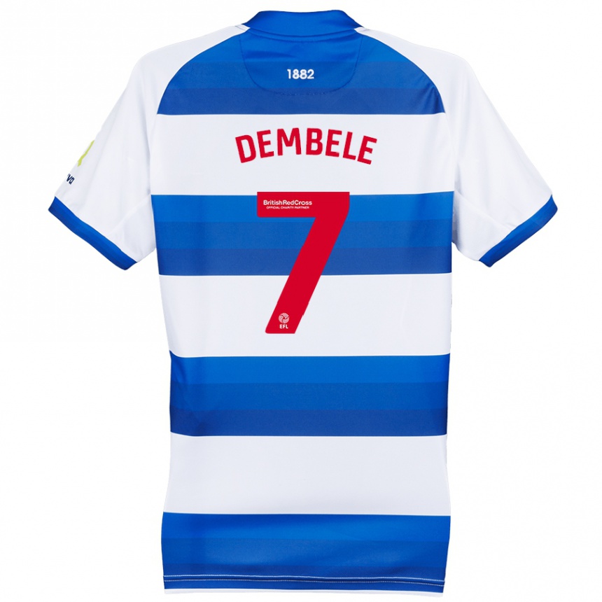 Kids Football Karamoko Dembélé #7 White Blue Home Jersey 2024/25 T-Shirt