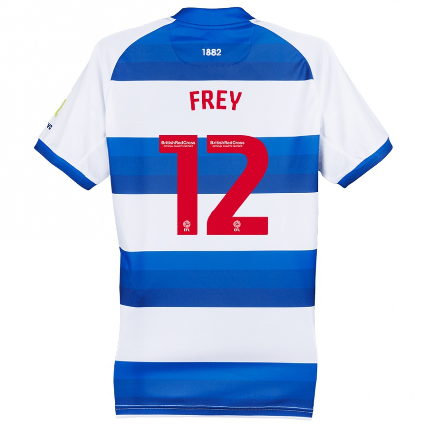 Kids Football Michael Frey #12 White Blue Home Jersey 2024/25 T-Shirt