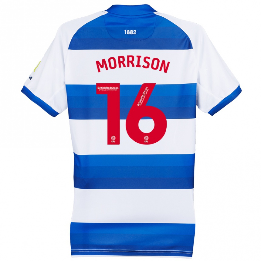 Kids Football Liam Morrison #16 White Blue Home Jersey 2024/25 T-Shirt