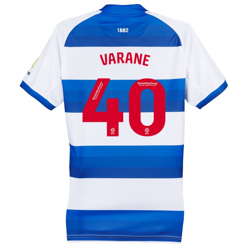 Kids Football Jonathan Varane #40 White Blue Home Jersey 2024/25 T-Shirt