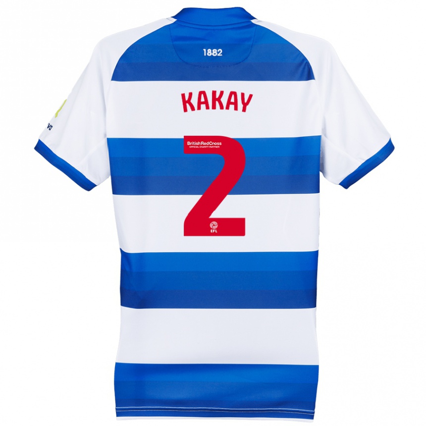 Kids Football Osman Kakay #2 White Blue Home Jersey 2024/25 T-Shirt