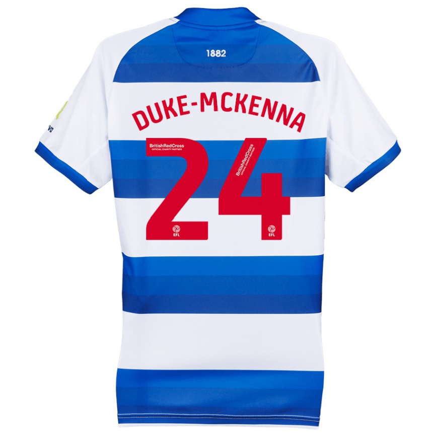 Kids Football Stephen Duke-Mckenna #24 White Blue Home Jersey 2024/25 T-Shirt