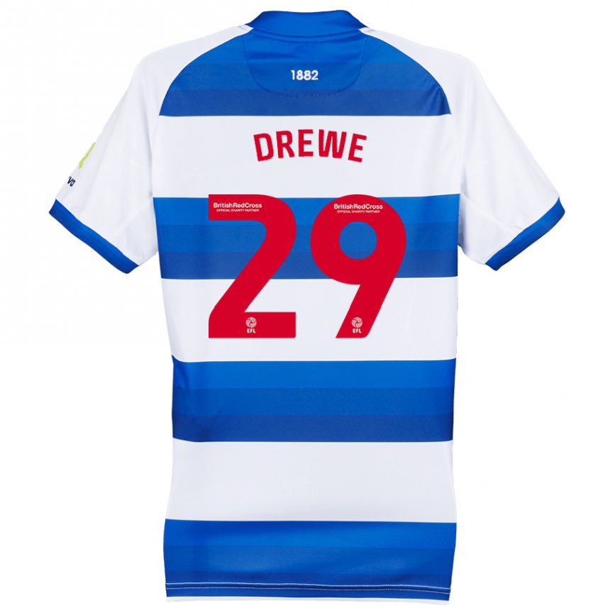 Kids Football Aaron Drewe #29 White Blue Home Jersey 2024/25 T-Shirt