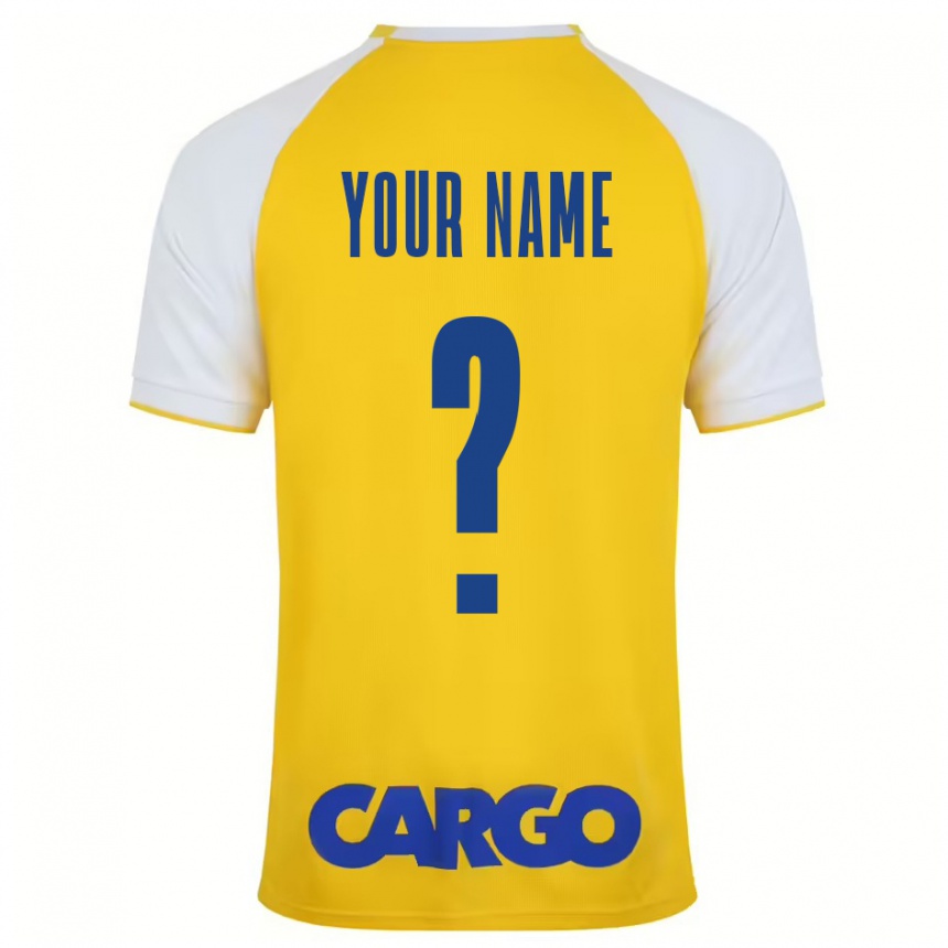 Kids Football Your Name #0 Yellow White Home Jersey 2024/25 T-Shirt