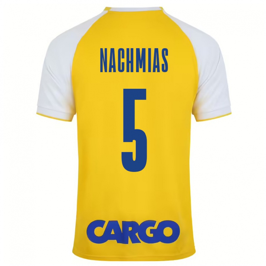 Kids Football Idan Nachmias #5 Yellow White Home Jersey 2024/25 T-Shirt