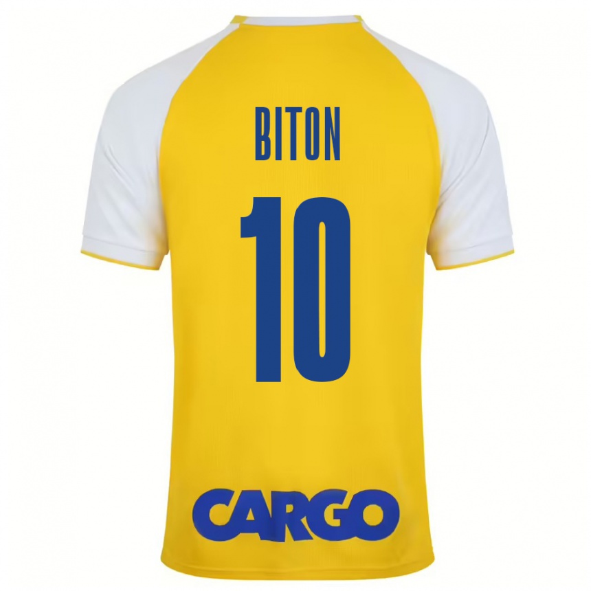 Kids Football Dan Biton #10 Yellow White Home Jersey 2024/25 T-Shirt