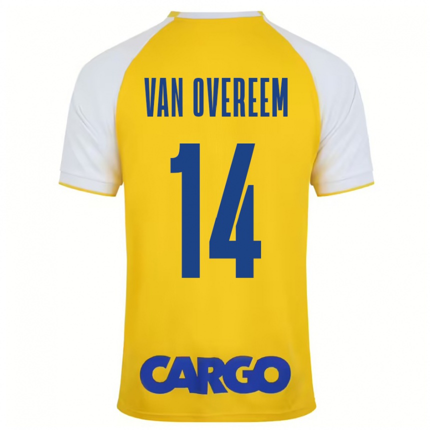 Kids Football Joris Van Overeem #14 Yellow White Home Jersey 2024/25 T-Shirt