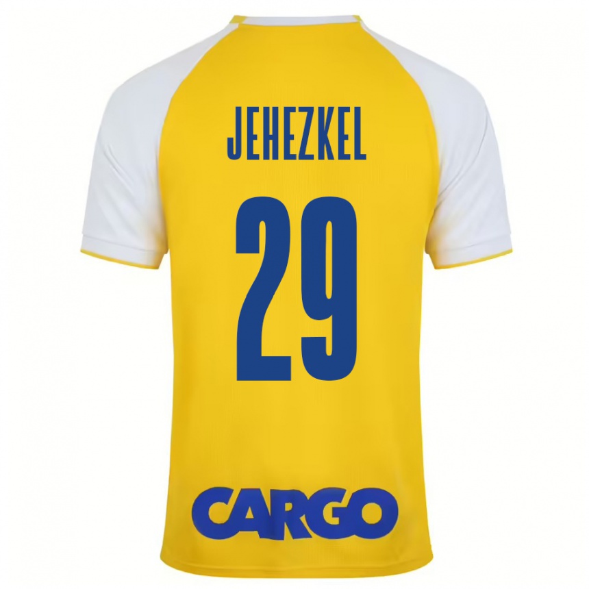 Kids Football Sagiv Jehezkel #29 Yellow White Home Jersey 2024/25 T-Shirt