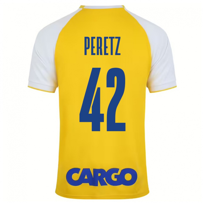 Kids Football Dor Peretz #42 Yellow White Home Jersey 2024/25 T-Shirt