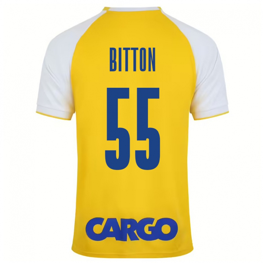 Kids Football Nir Bitton #55 Yellow White Home Jersey 2024/25 T-Shirt