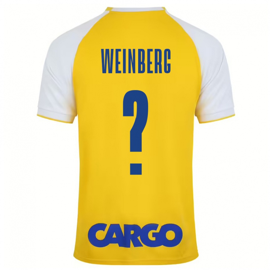 Kids Football Idan Weinberg #0 Yellow White Home Jersey 2024/25 T-Shirt