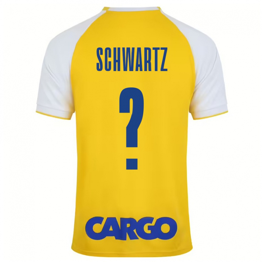 Kids Football Noam Schwartz #0 Yellow White Home Jersey 2024/25 T-Shirt