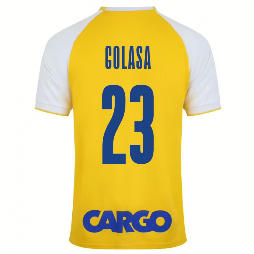 Kids Football Eyal Golasa #23 Yellow White Home Jersey 2024/25 T-Shirt