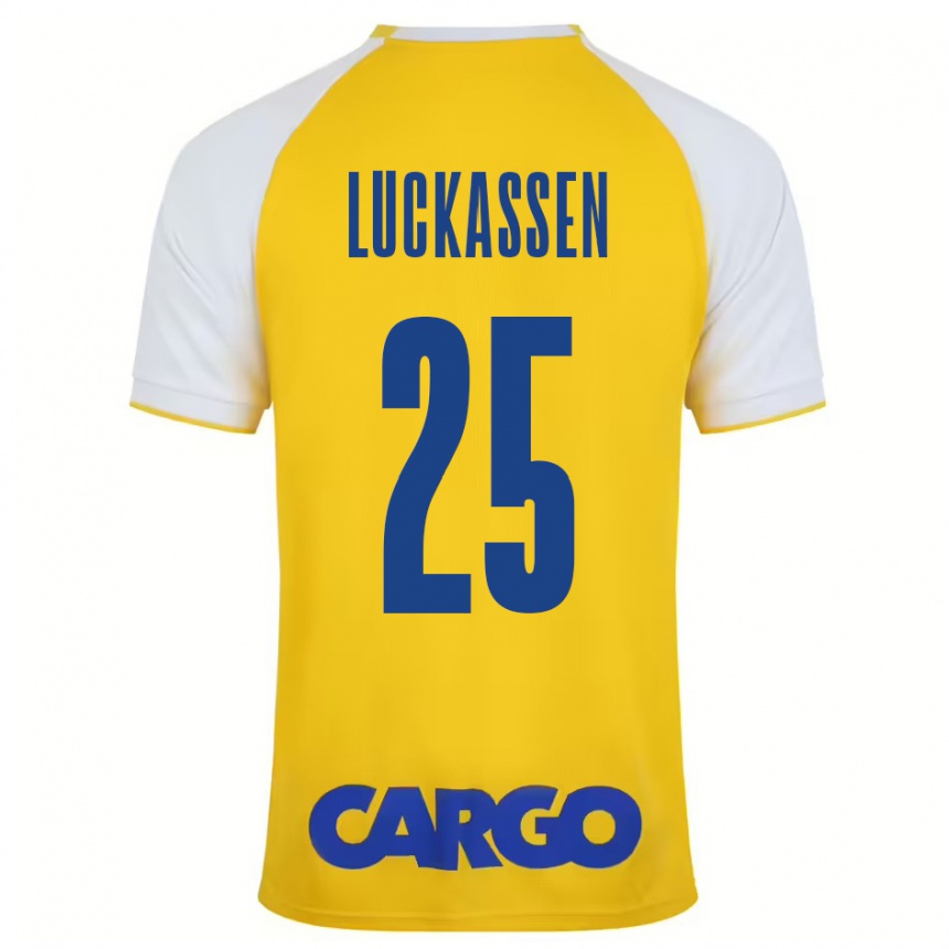 Kids Football Derrick Luckassen #25 Yellow White Home Jersey 2024/25 T-Shirt