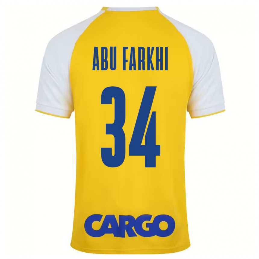 Kids Football Sayed Abu Farkhi #34 Yellow White Home Jersey 2024/25 T-Shirt