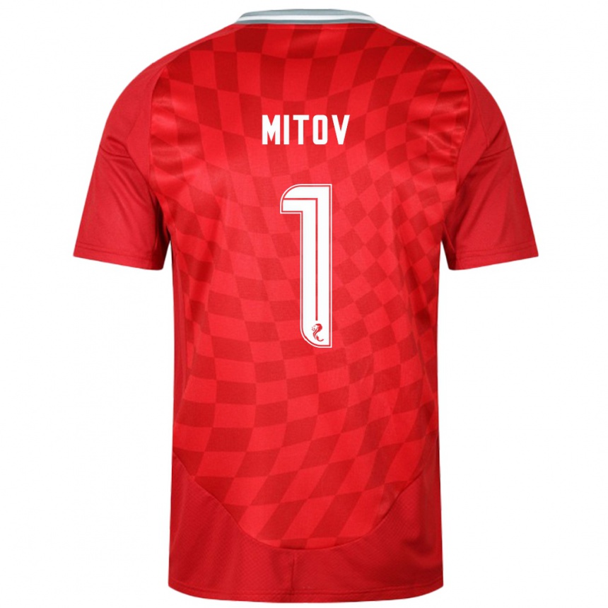 Kids Football Dimitar Mitov #1 Red Home Jersey 2024/25 T-Shirt