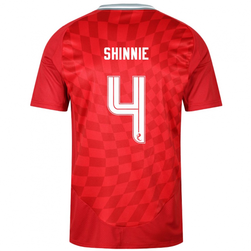 Kids Football Graeme Shinnie #4 Red Home Jersey 2024/25 T-Shirt