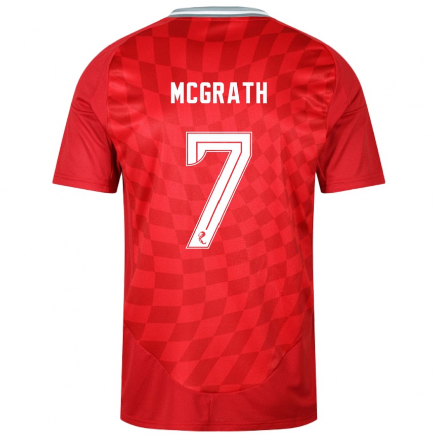 Kids Football Jamie Mcgrath #7 Red Home Jersey 2024/25 T-Shirt