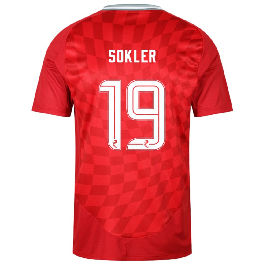 Kids Football Ester Sokler #19 Red Home Jersey 2024/25 T-Shirt