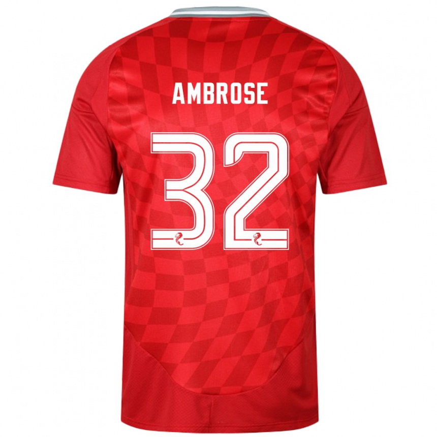 Kids Football Peter Ambrose #32 Red Home Jersey 2024/25 T-Shirt