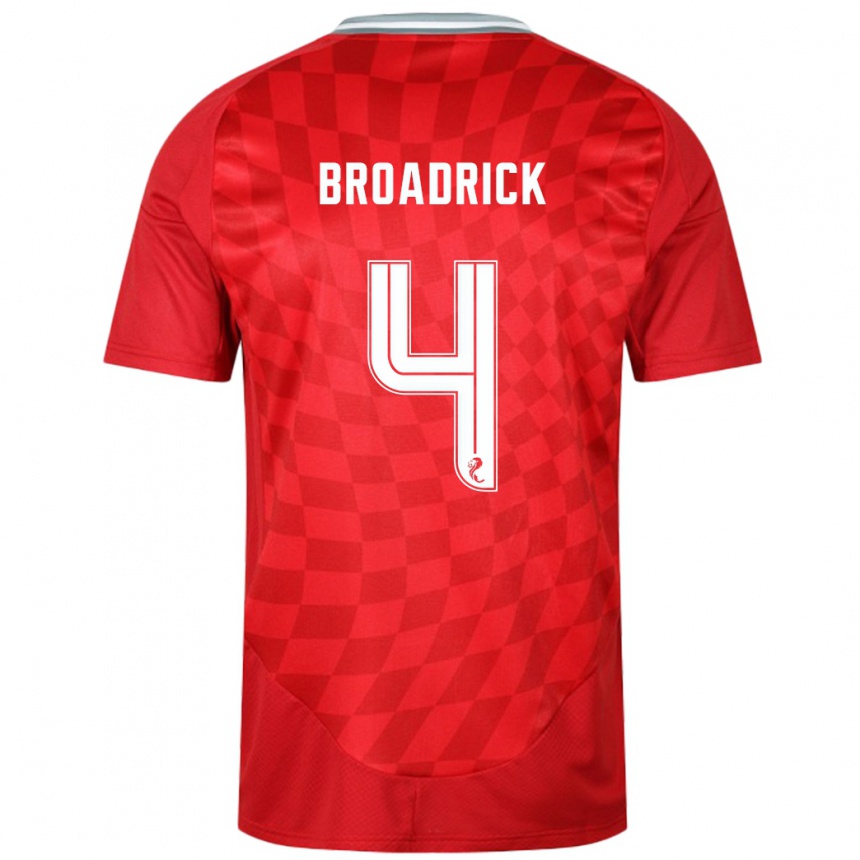 Kids Football Jessica Broadrick #4 Red Home Jersey 2024/25 T-Shirt