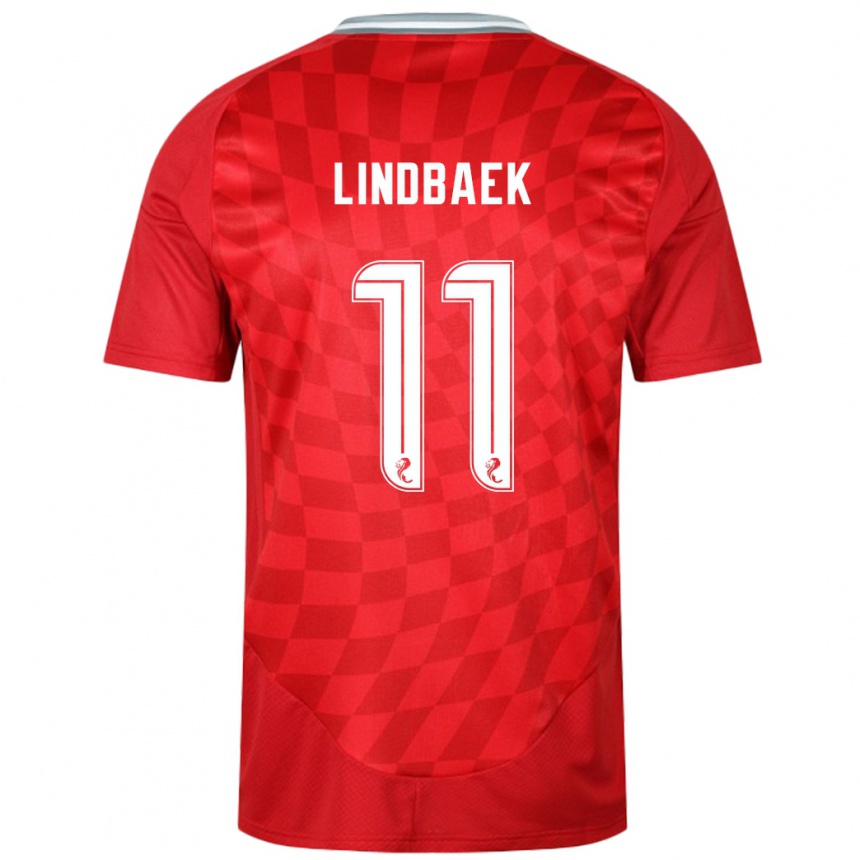 Kids Football Adele Lindbaek #11 Red Home Jersey 2024/25 T-Shirt