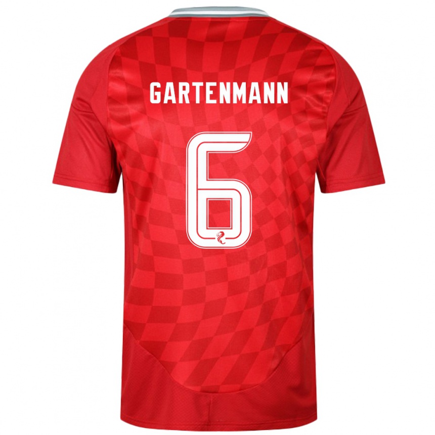 Kids Football Stefan Gartenmann #6 Red Home Jersey 2024/25 T-Shirt