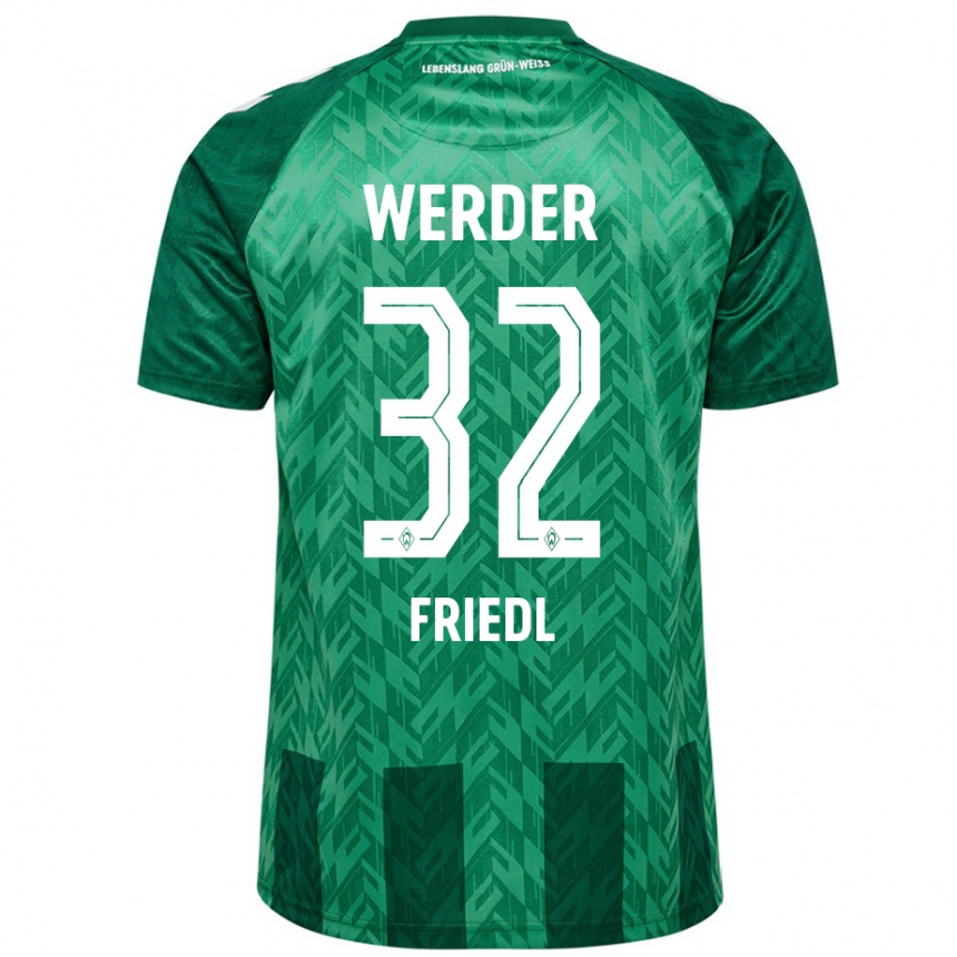 Kids Football Marco Friedl #32 Green Home Jersey 2024/25 T-Shirt