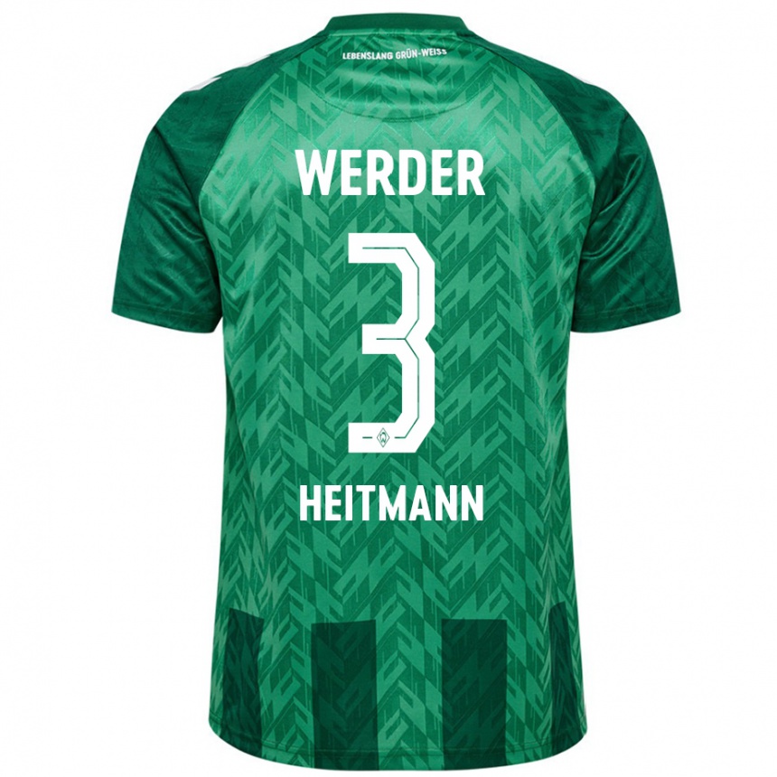 Kids Football Mats Heitmann #3 Green Home Jersey 2024/25 T-Shirt