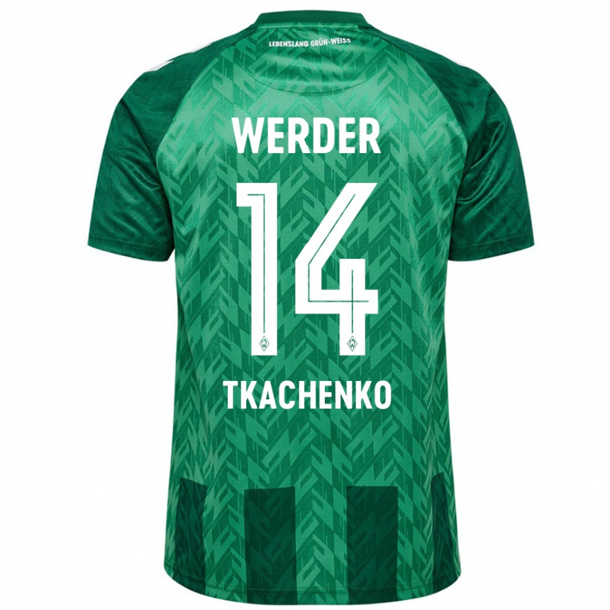 Kids Football Oleksandr Tkachenko #14 Green Home Jersey 2024/25 T-Shirt