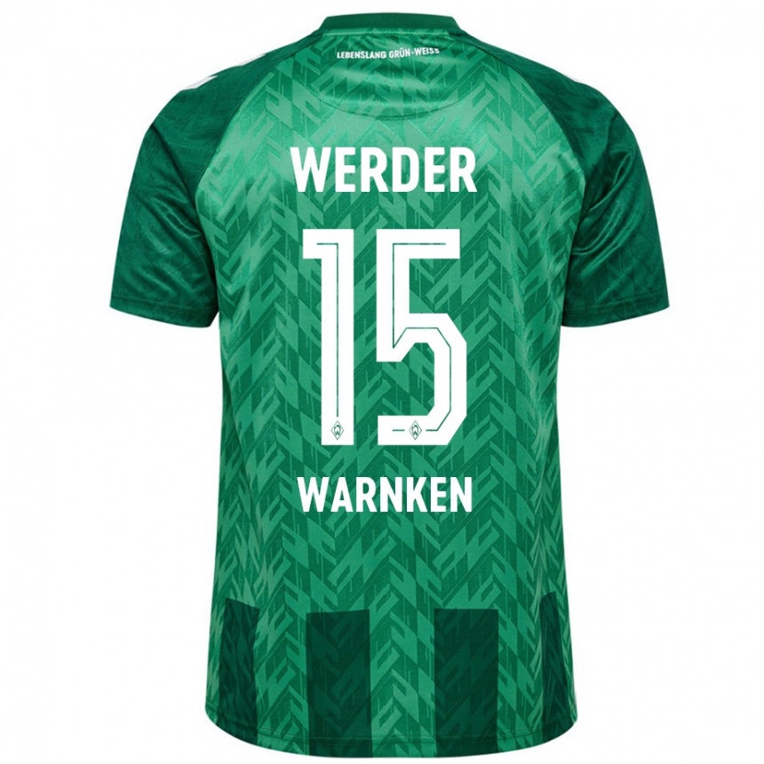 Kids Football Jannes Warnken #15 Green Home Jersey 2024/25 T-Shirt