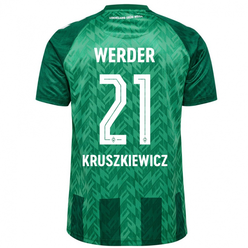 Kids Football Jakub Kruszkiewicz #21 Green Home Jersey 2024/25 T-Shirt